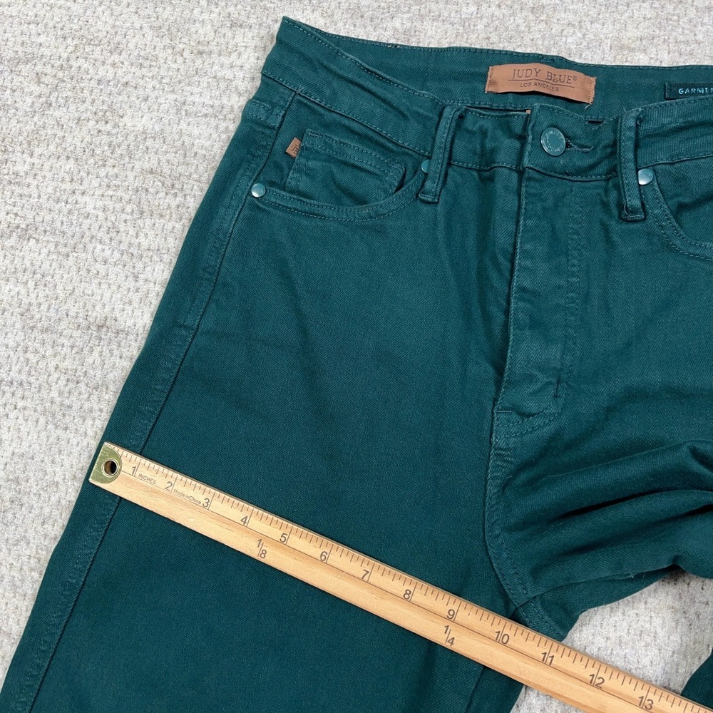 Judy Blue Jeans Women 7 28 Green Wide Leg Crop Tummy Control Garment Dyed - Picture 8 of 13